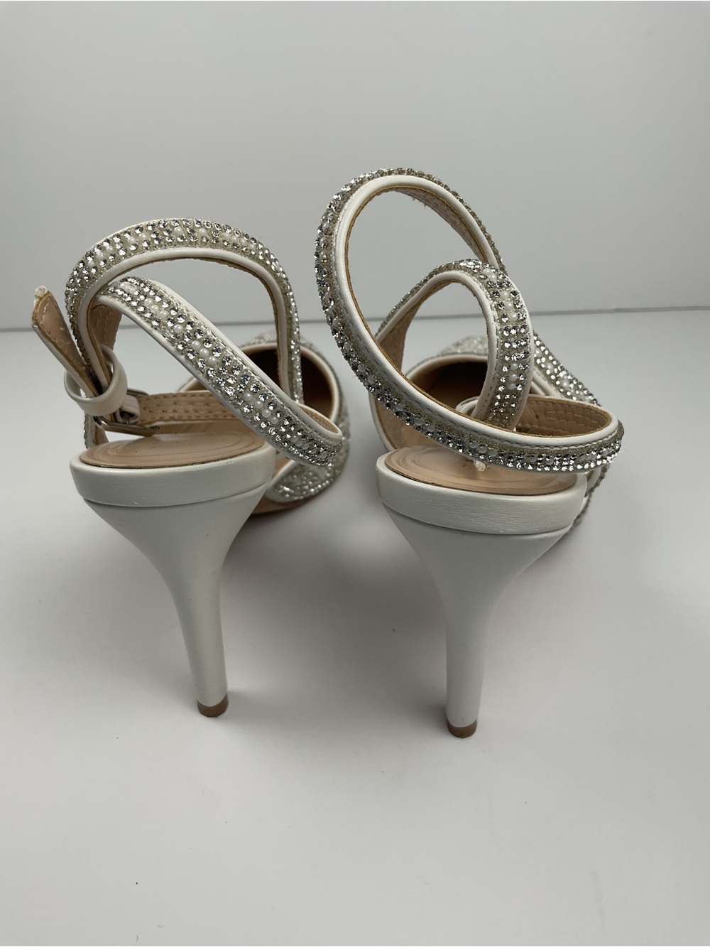 Top Moda Comfort Pearl & Rhinestone Slingback Heels Size 8 - Picture 6 of 12